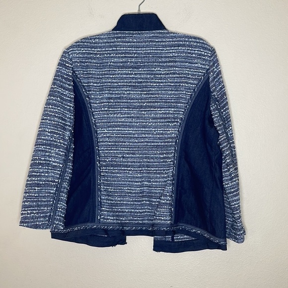 Chico's Blue Tweed And Denim Silver Threads And Beads Jacket Size 2 / 12 - Picture 5 of 5